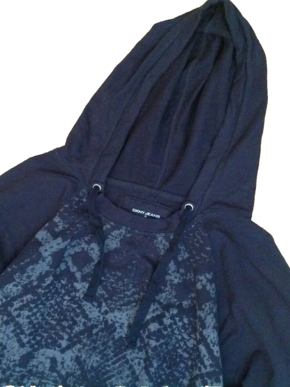 DKNY JEANS HOODIE PULLOVER SWEATSHIRT WOMENS M BLACK LIGHTWEIGHT COTTON